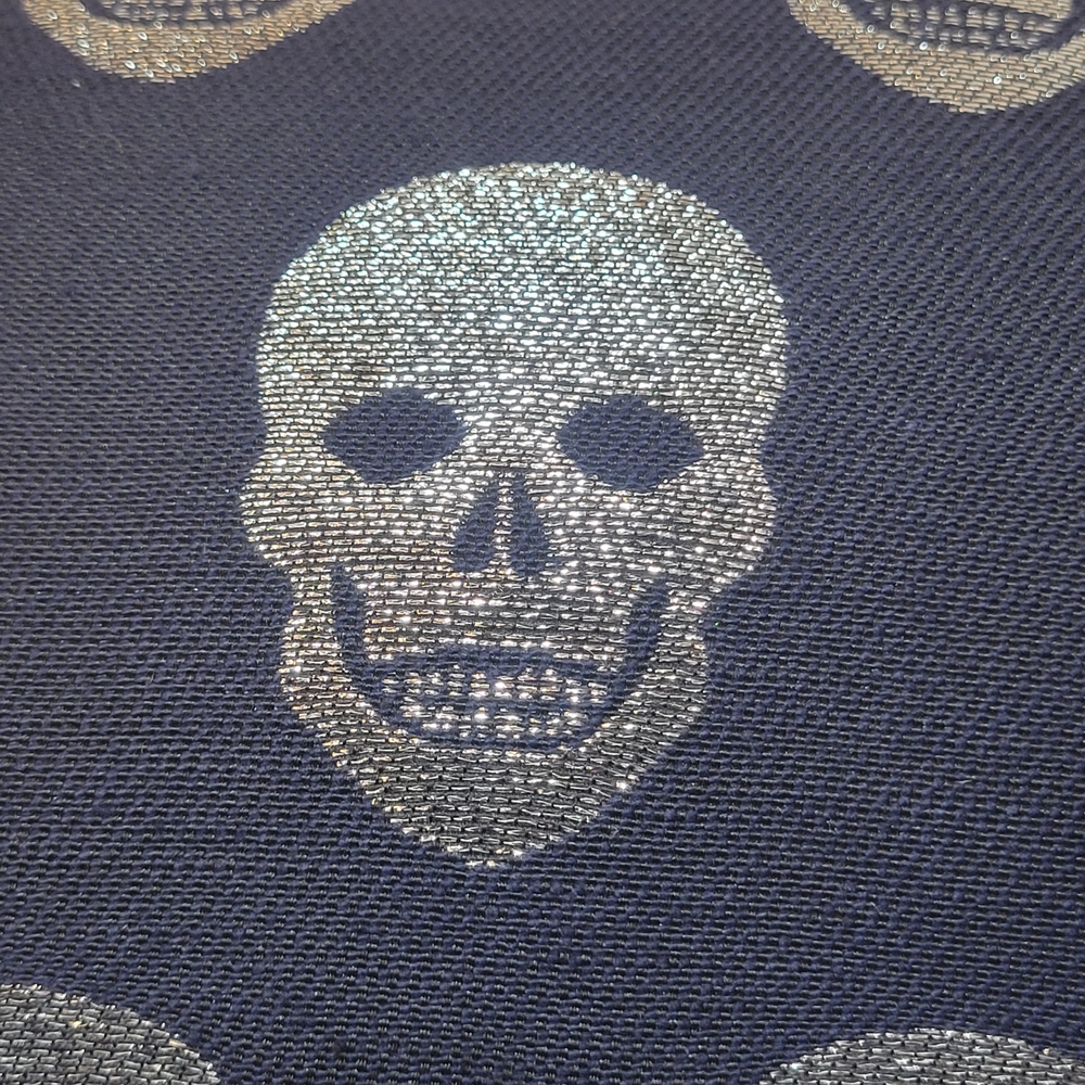 Caldeira Black, Navy and Silver Skull Accent Pillow New Rare - Picture 2 of 16